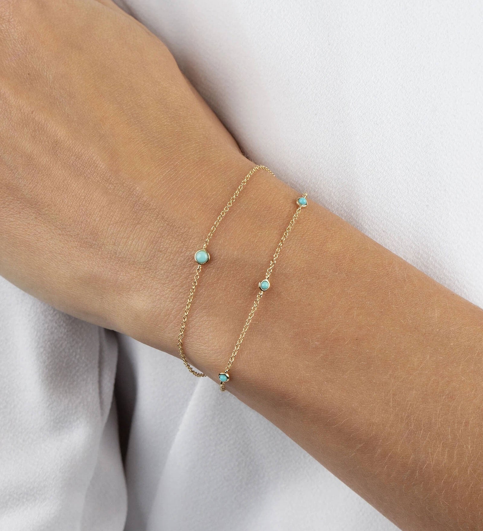 Quiet Icon-5 Bezel Turquoise Chain Bracelet-Bracelets-Blue Ruby Jewellery-Vancouver Canada