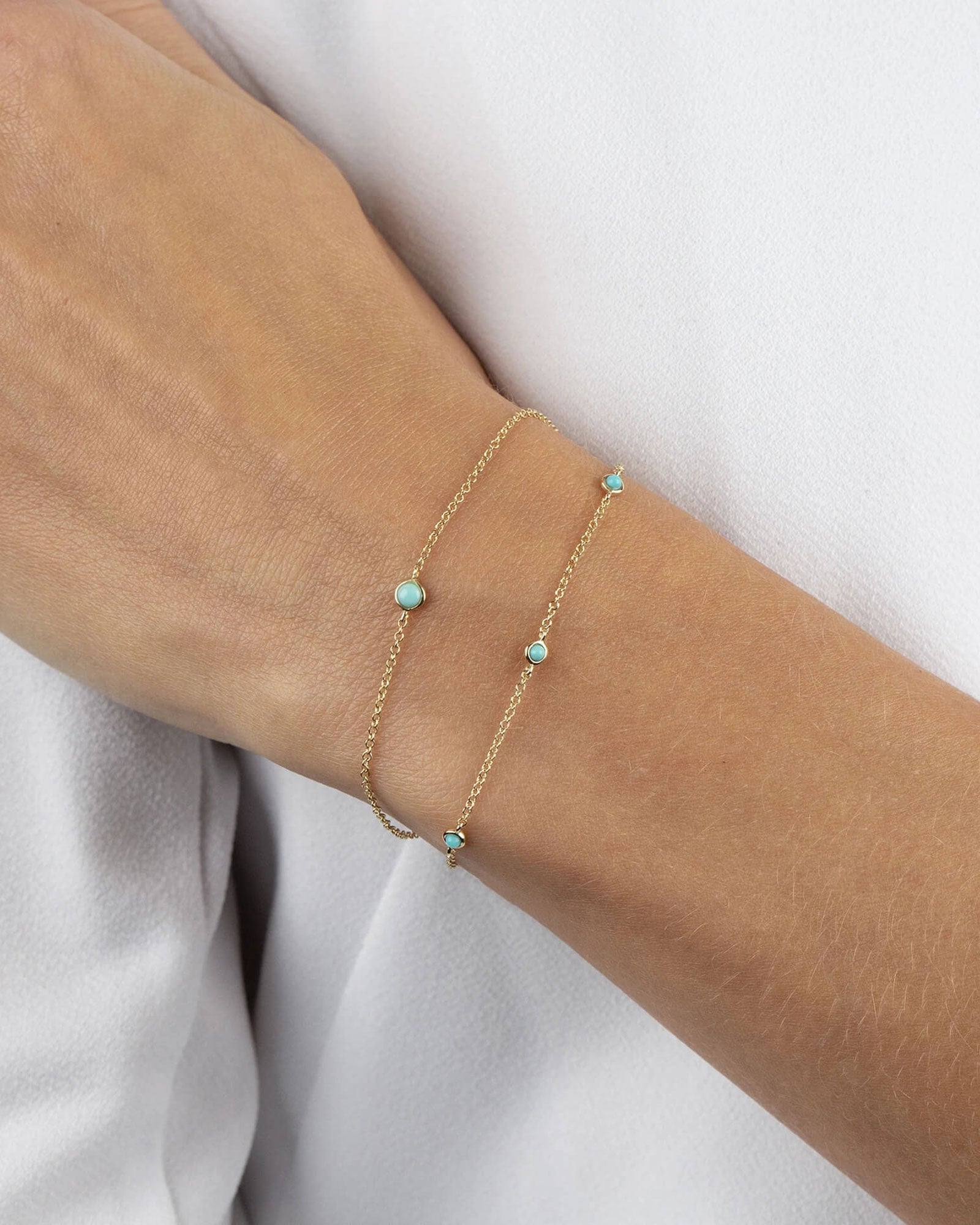 Quiet Icon-5 Bezel Turquoise Chain Bracelet-Bracelets-Blue Ruby Jewellery-Vancouver Canada