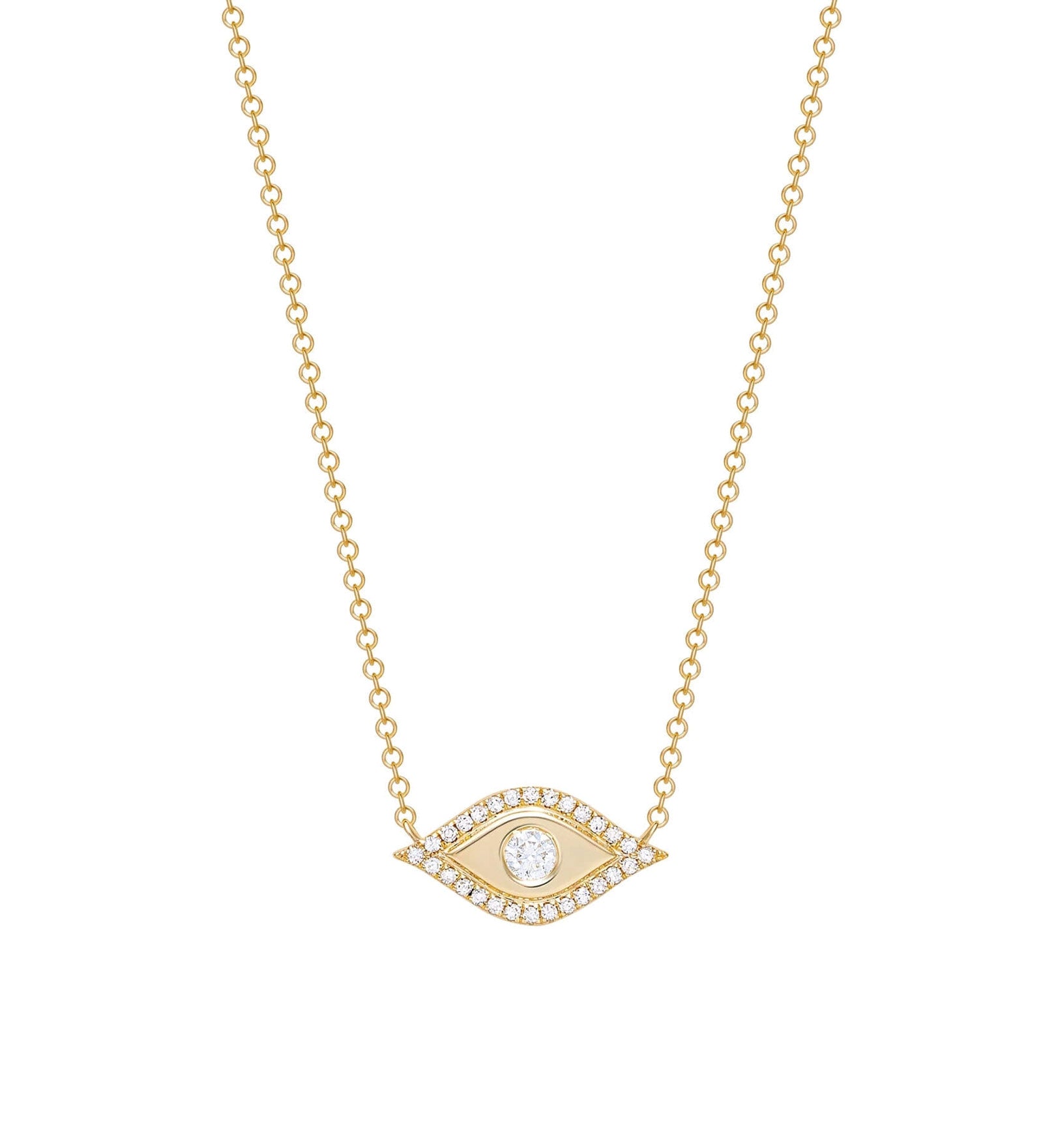 Quiet Icon-Evil Eye Pavé Necklace-Necklaces-14k Gold Vermeil, Cubic Zirconia-Blue Ruby Jewellery-Vancouver Canada