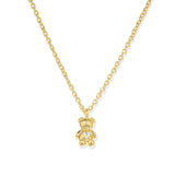 Quiet Icon-Teddy Bear CZ Heart Necklace-Necklaces-14k Gold Vermeil, Cubic Zirconia-Blue Ruby Jewellery-Vancouver Canada