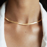 Quiet Icon-Herringbone Necklace | 5mm-Necklaces-14k Gold Vermeil-Blue Ruby Jewellery-Vancouver Canada