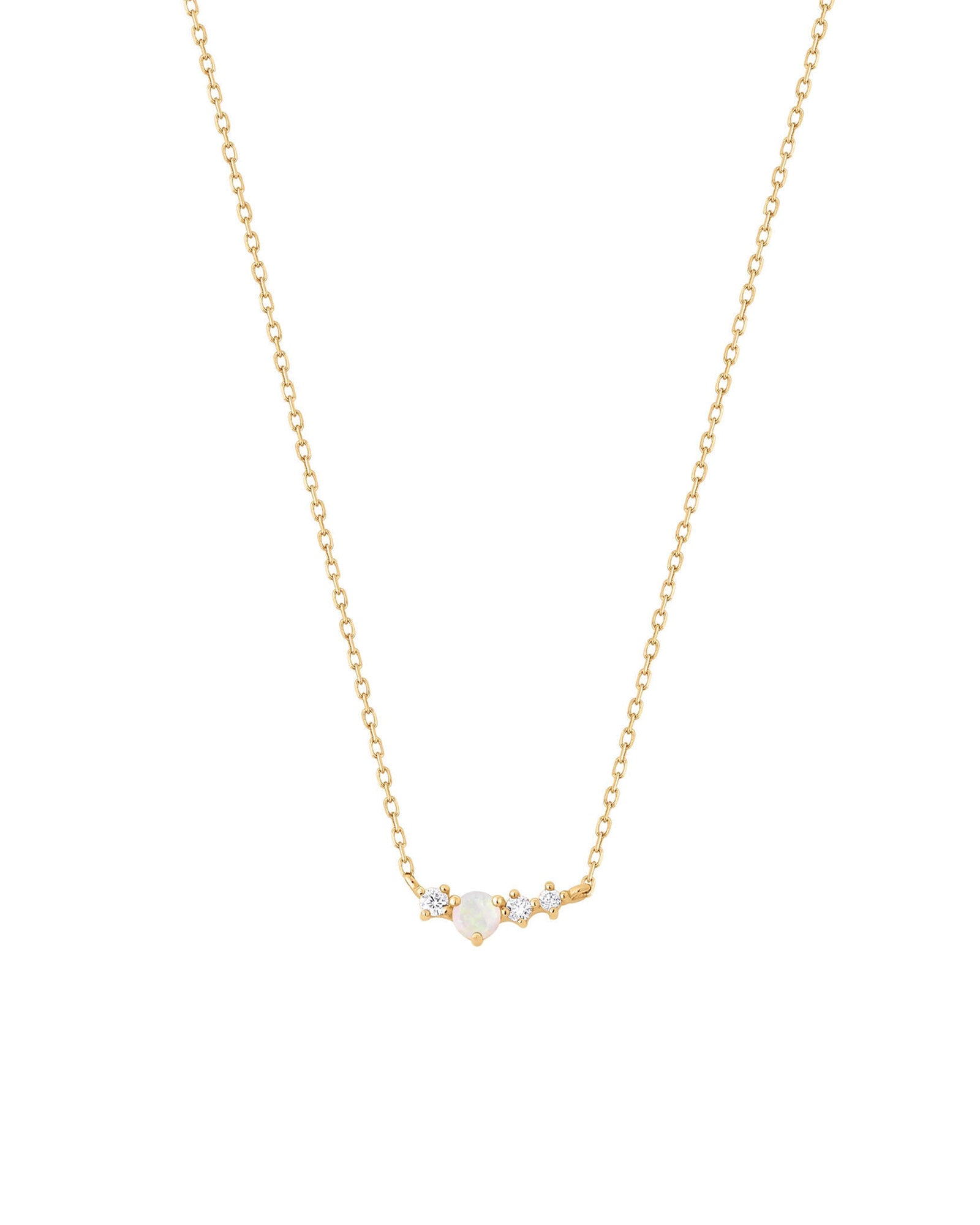 Quiet Icon-Scatter Opal CZ Necklace-Necklaces-14k Gold Vermeil, Cubic Zirconia-Blue Ruby Jewellery-Vancouver Canada