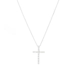 Large CZ Cross Necklace Rhodium Plated Sterling Silver, Cubic Zirconia