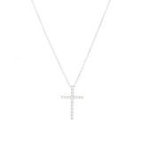 Large CZ Cross Necklace Rhodium Plated Sterling Silver, Cubic Zirconia