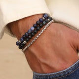 Quiet Icon-Round Box Chain Bracelet-Bracelets-Rhodium Plated Sterling Silver-Blue Ruby Jewellery-Vancouver Canada