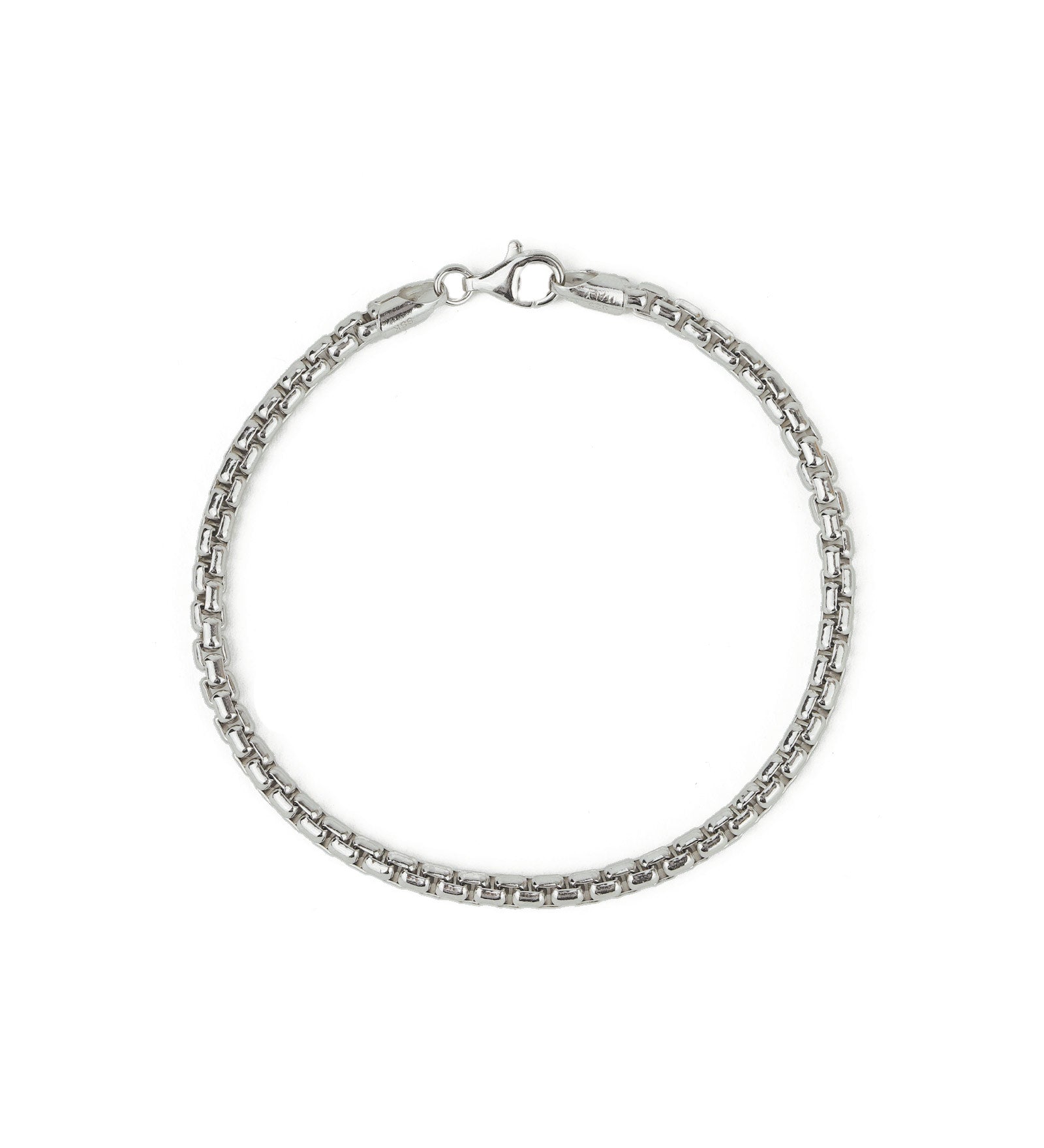 Quiet Icon-Round Box Chain Bracelet-Bracelets-Rhodium Plated Sterling Silver-Blue Ruby Jewellery-Vancouver Canada