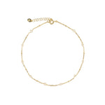 Pearl Satellite Chain Anklet 14k Gold Vermeil, White Pearl