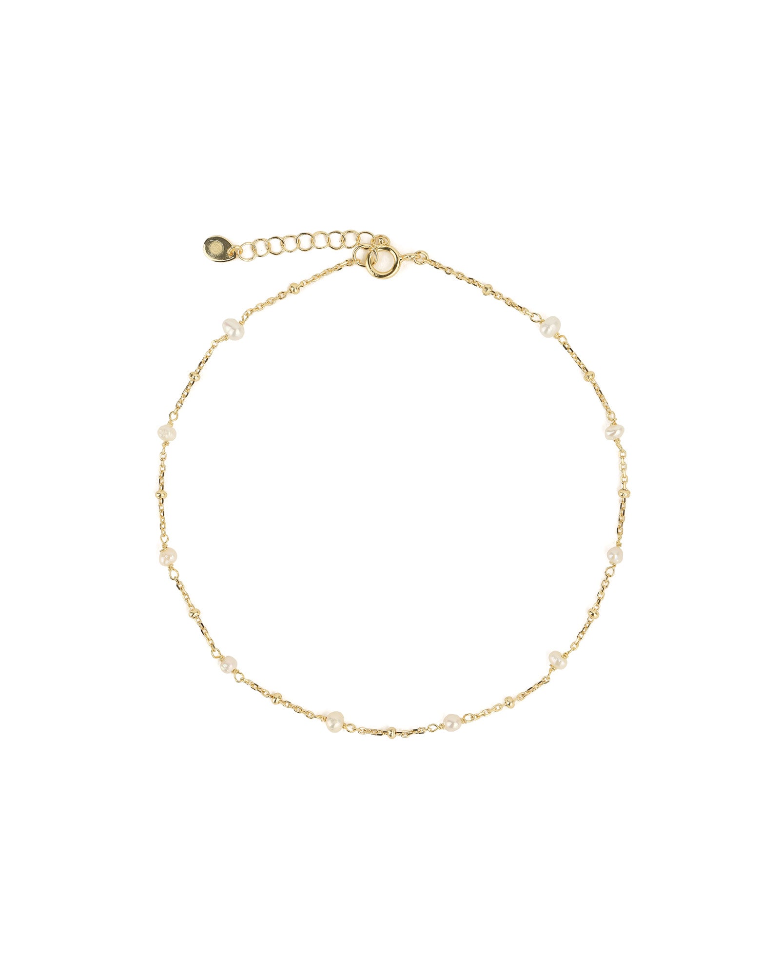 Pearl Satellite Chain Anklet 14k Gold Vermeil, White Pearl