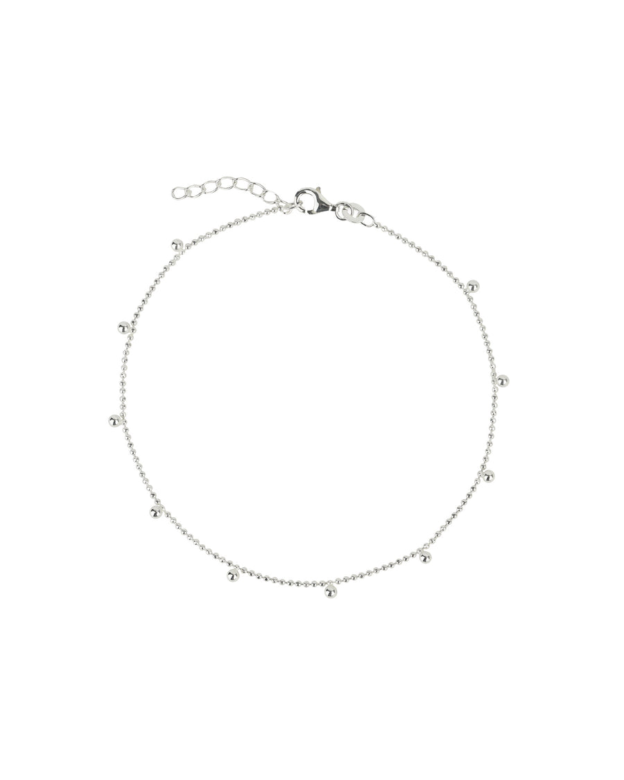 Ball Drop Chain Anklet Rhodium-plated Silver,