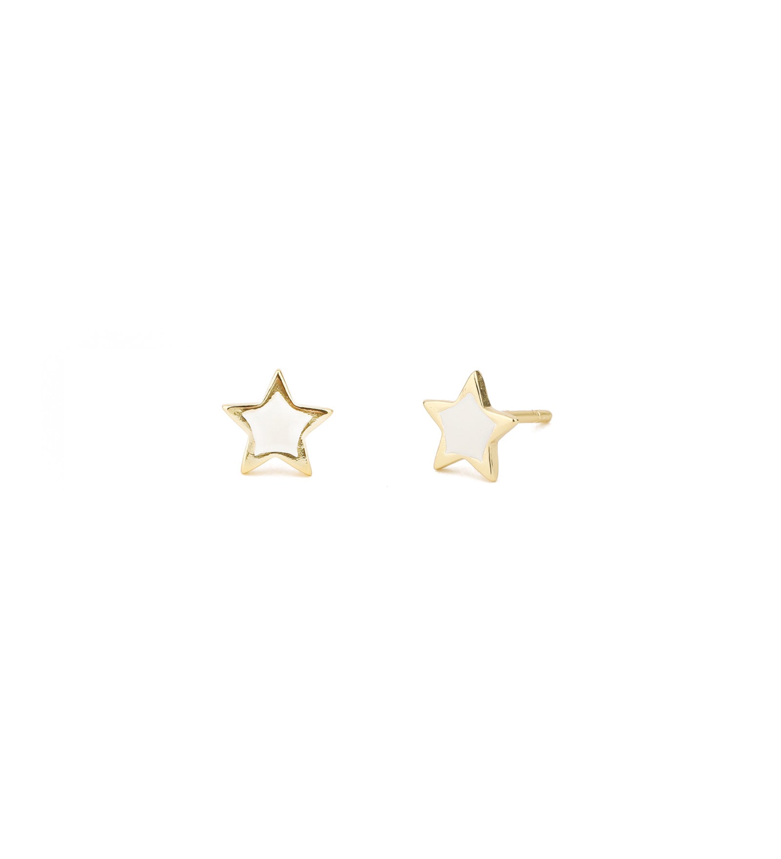 Enamel Star Studs 14k Gold Vermeil, White Enamel