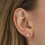 Quiet Icon-Enamel Star Studs-Earrings-14k Gold Vermeil, Blue Enamel-Blue Ruby Jewellery-Vancouver Canada