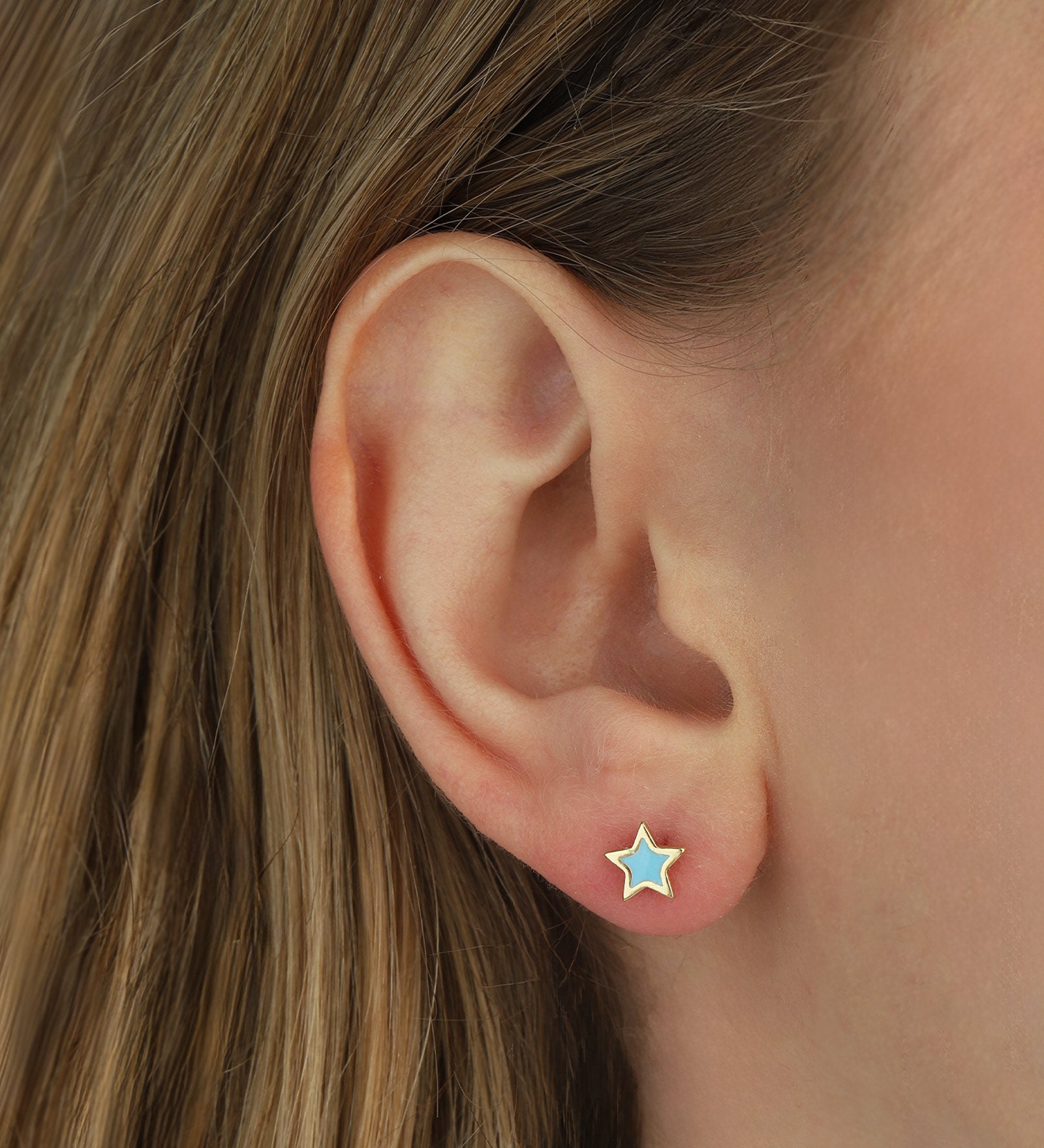 Quiet Icon-Enamel Star Studs-Earrings-14k Gold Vermeil, Blue Enamel-Blue Ruby Jewellery-Vancouver Canada