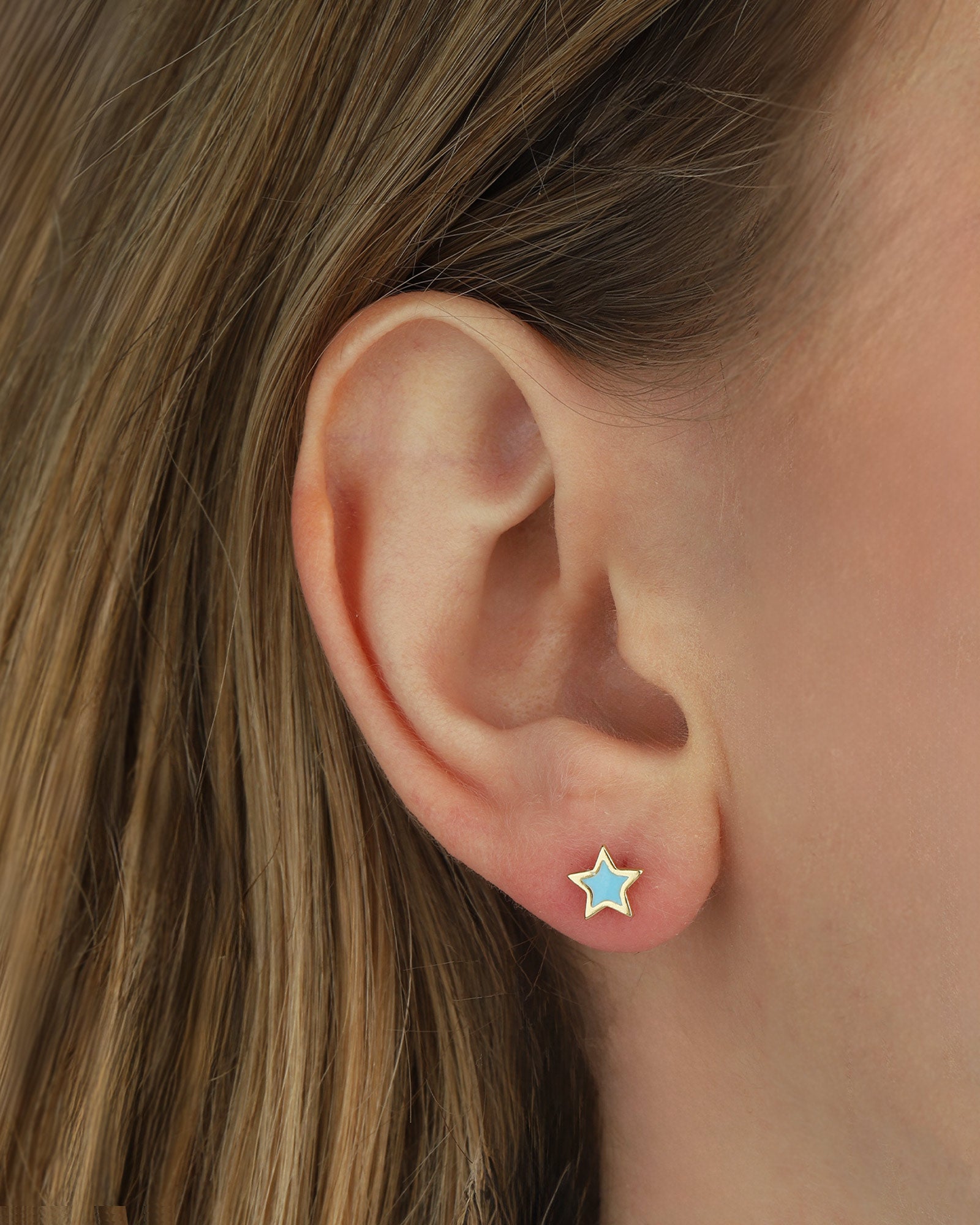 Quiet Icon-Enamel Star Studs-Earrings-14k Gold Vermeil, Blue Enamel-Blue Ruby Jewellery-Vancouver Canada