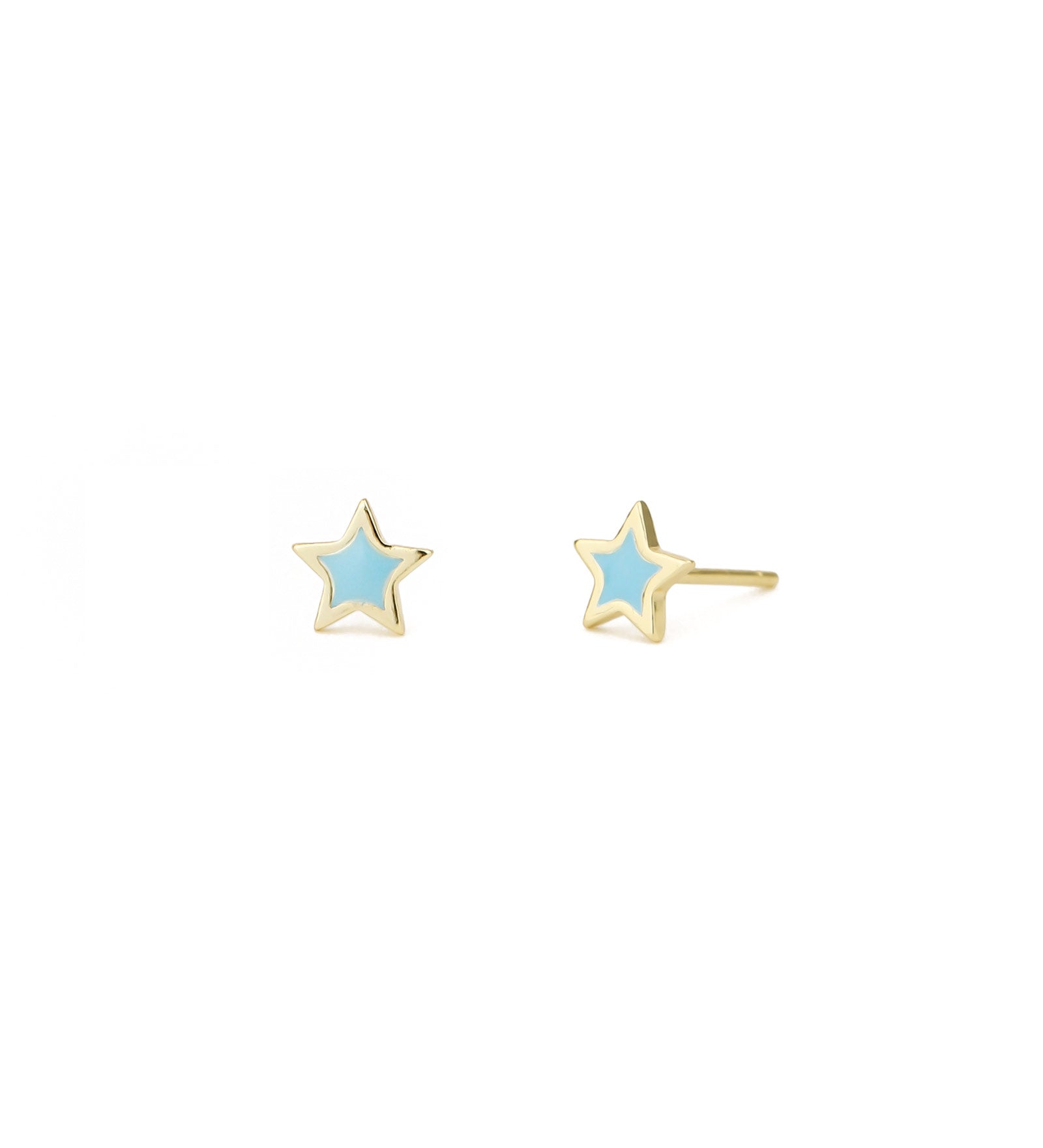 Enamel Star Studs 14k Gold Vermeil, Blue Enamel