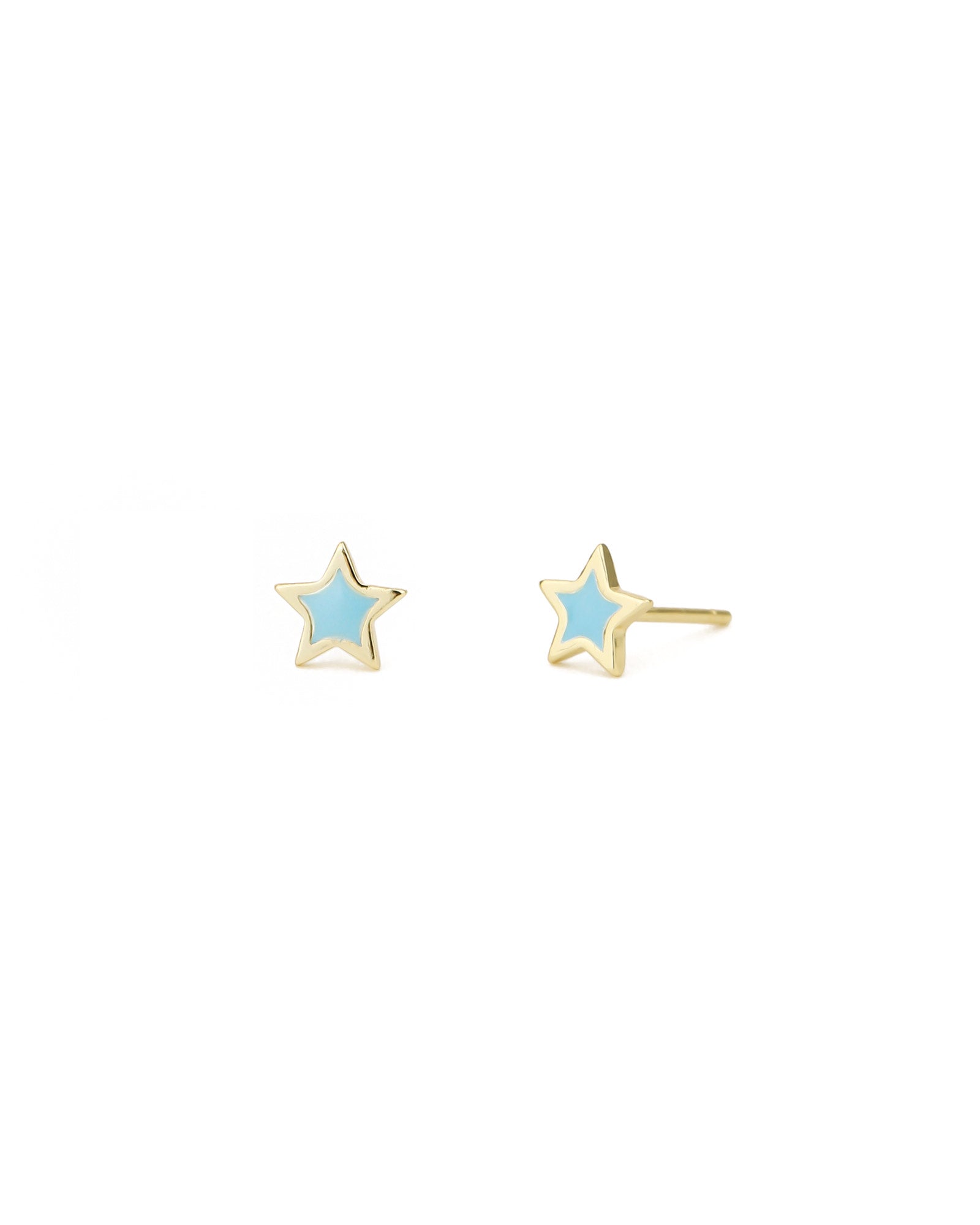 Enamel Star Studs 14k Gold Vermeil, Blue Enamel