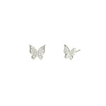 Butterfly Pavé Studs Rhodium Plated Silver, Cubic Zirconia