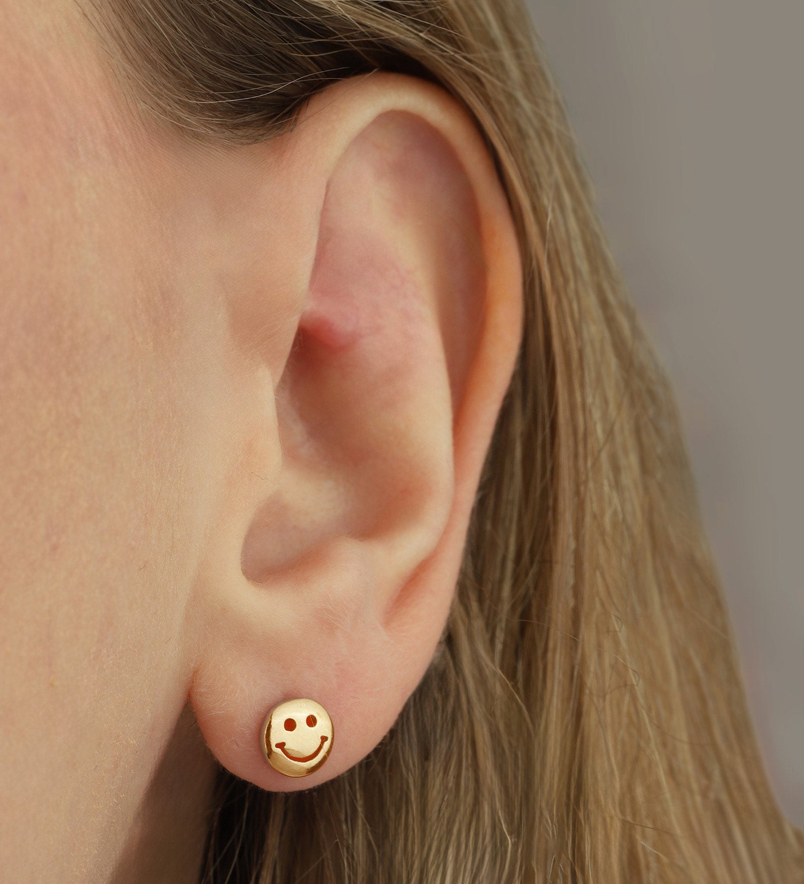 Smiley Face Studs 14k Gold Vermeil