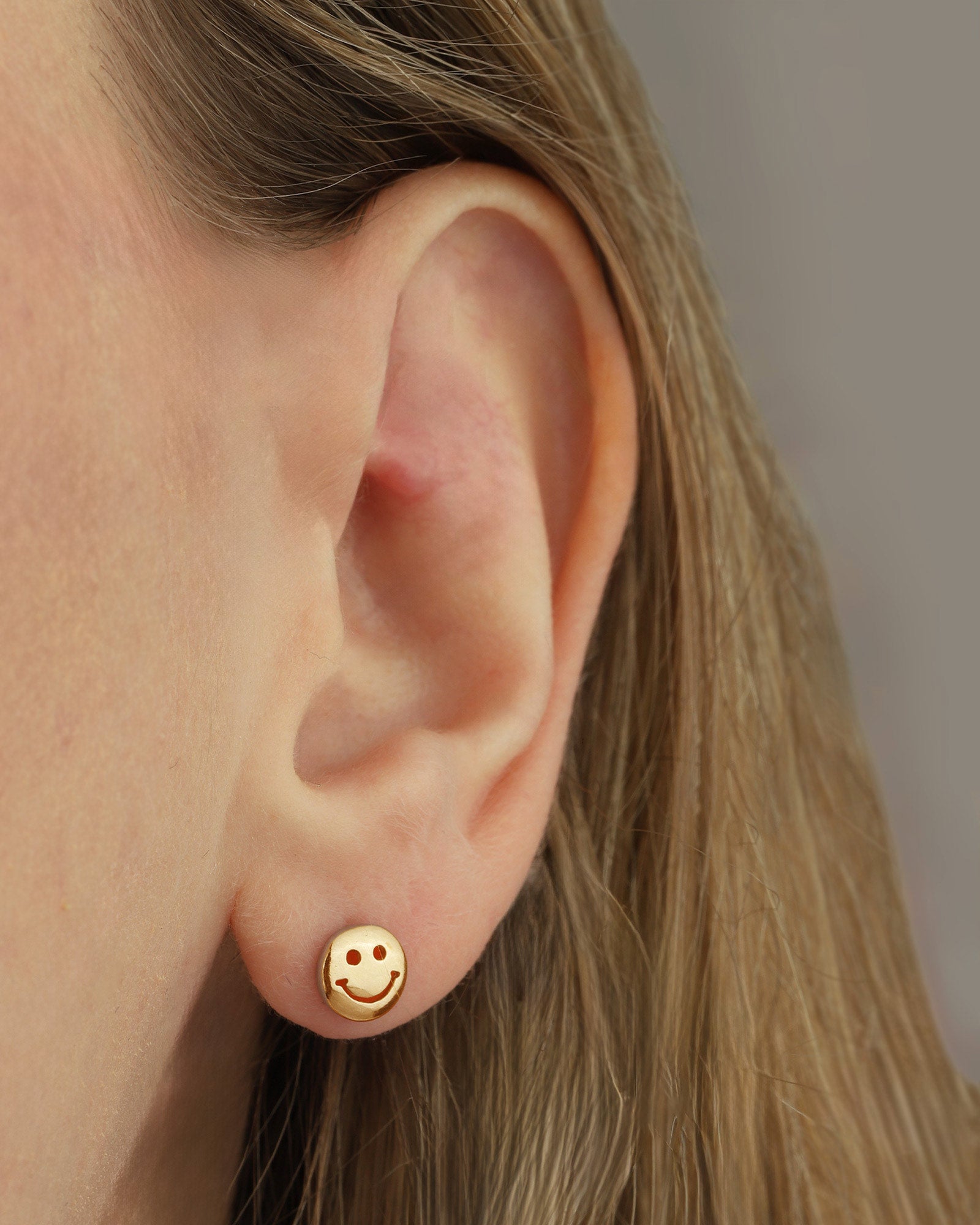 Smiley Face Studs 14k Gold Vermeil