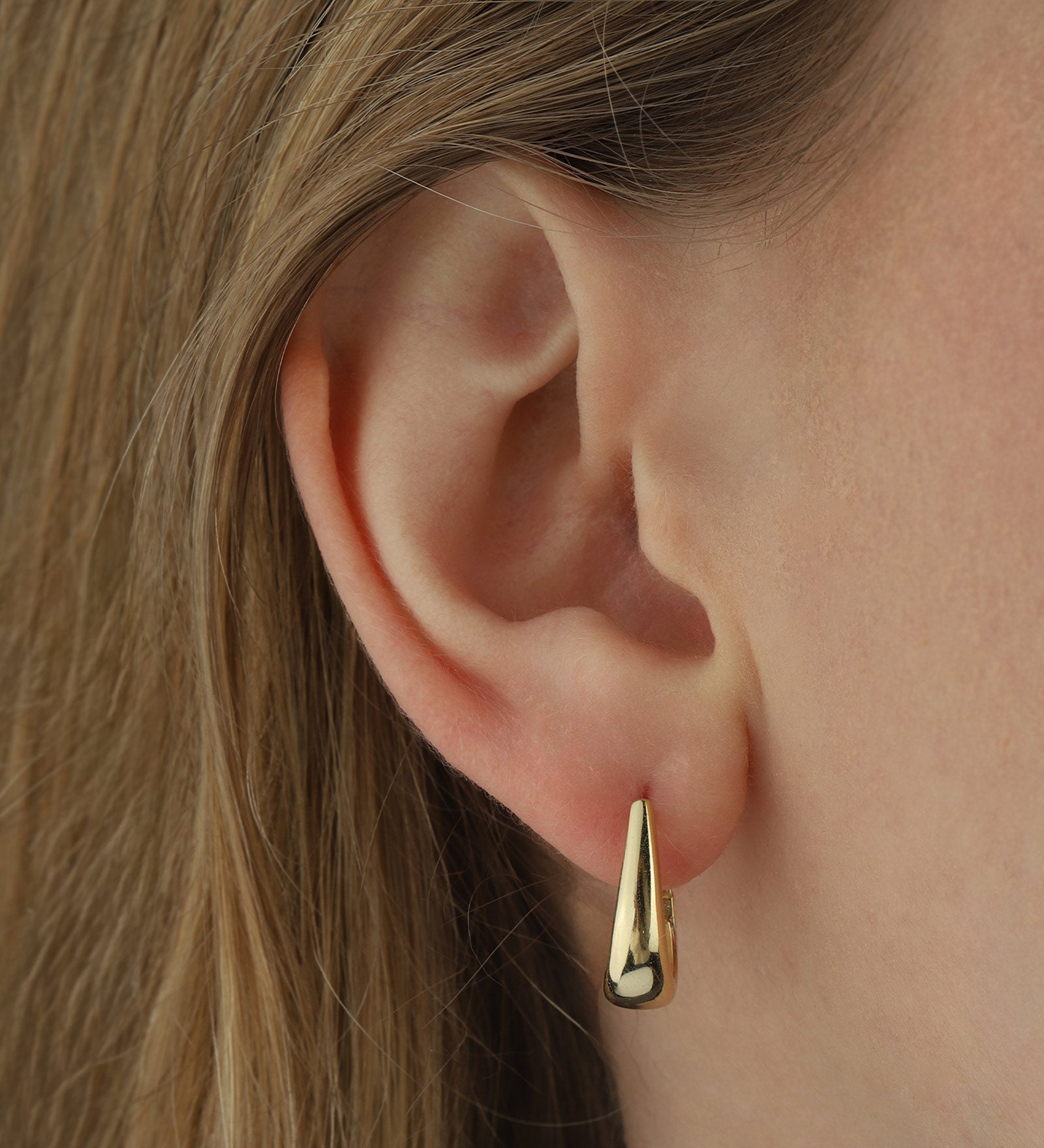 Quiet Icon-Teardrop Huggies | 16mm-Earrings-14k Gold Vermeil-Blue Ruby Jewellery-Vancouver Canada