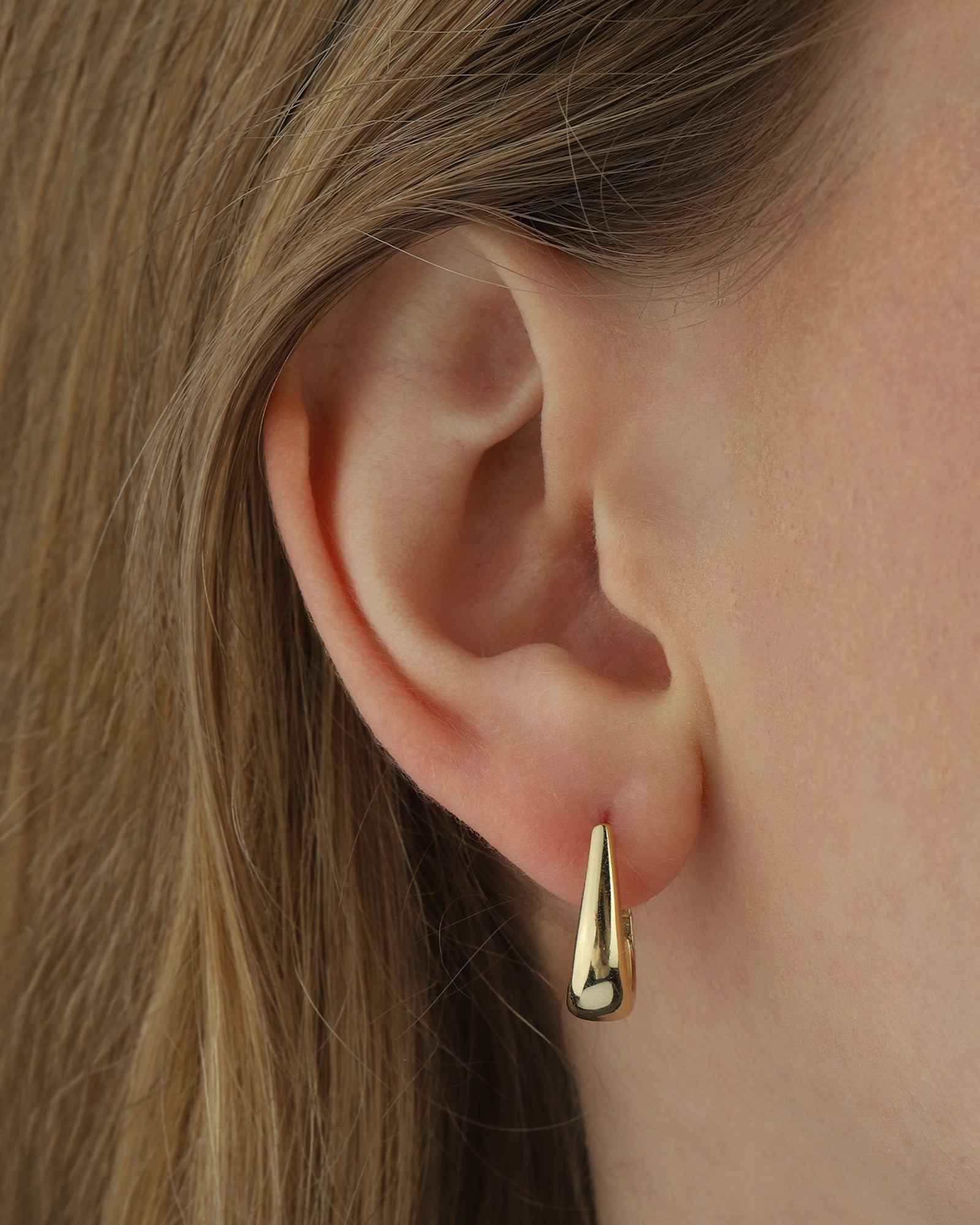 Quiet Icon-Teardrop Huggies | 16mm-Earrings-14k Gold Vermeil-Blue Ruby Jewellery-Vancouver Canada