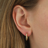 Quiet Icon-Oval Huggies | 15mm-Earrings-14k Gold Vermeil-Blue Ruby Jewellery-Vancouver Canada