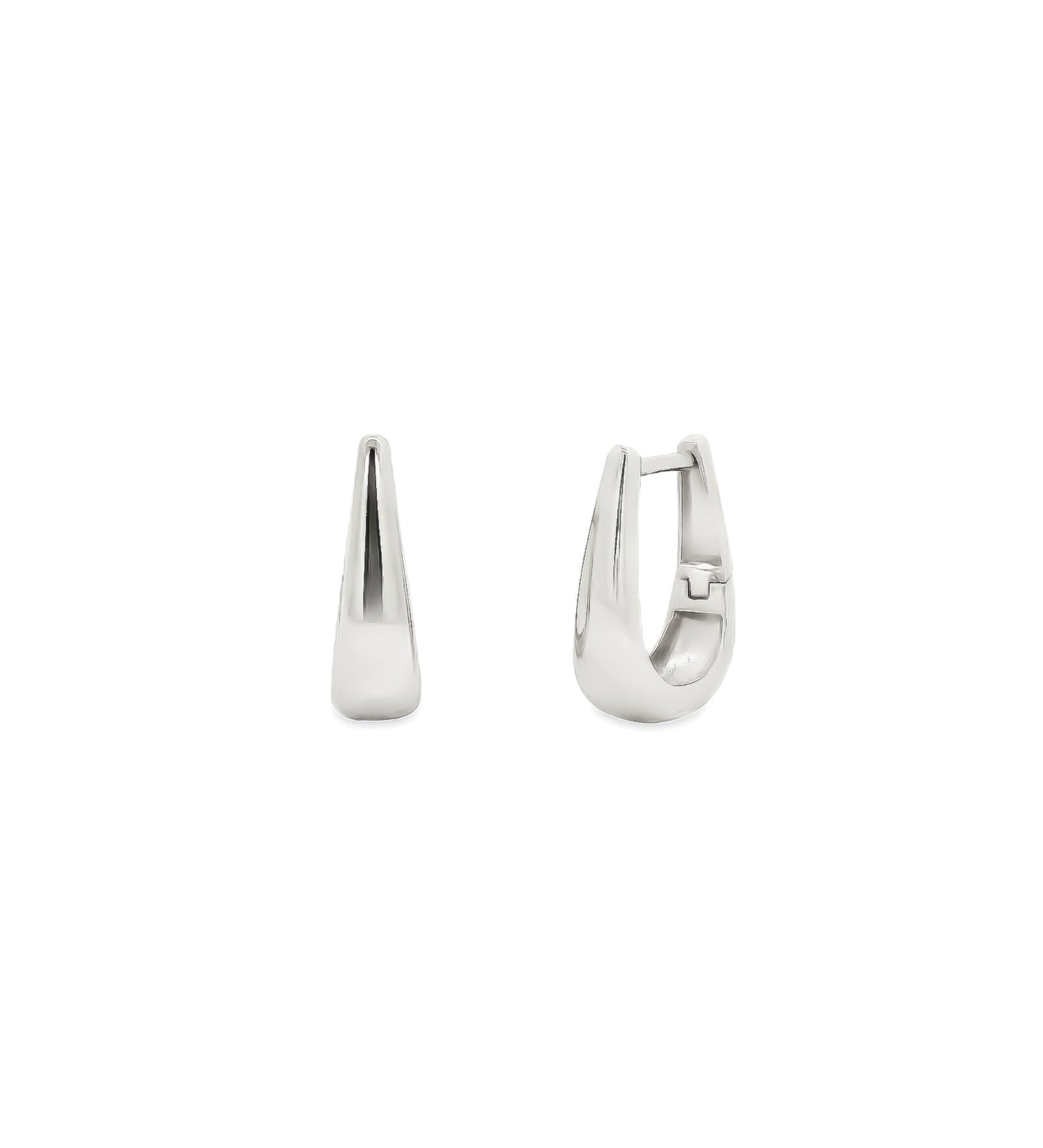 Teardrop Huggies | 16mm Rhodium-plated Silver