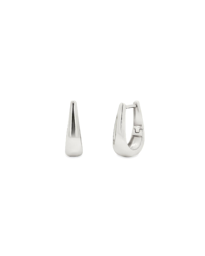 Teardrop Huggies | 16mm Rhodium-plated Silver