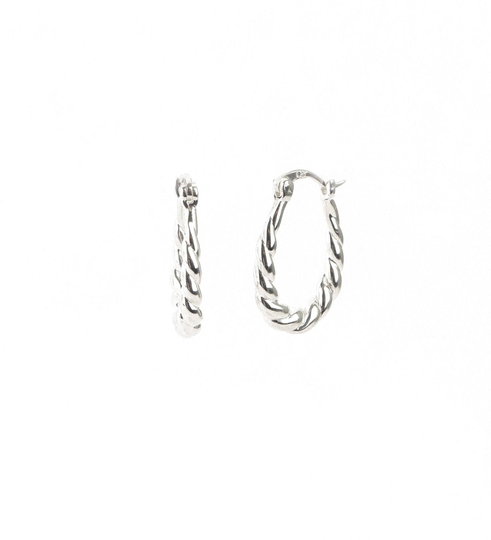 Oval Rope Huggies Rhodium-plated Sterling Silver,