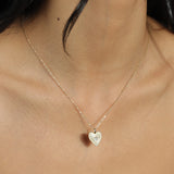 Quiet Icon-Sunray Heart Single CZ Necklace-Necklaces-14k Gold Vermeil, Cubic Zirconia-Blue Ruby Jewellery-Vancouver Canada