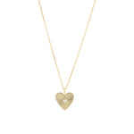 Sunray Heart Single CZ Necklace 14k Gold Vermeil, Cubic Zirconia