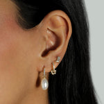 Quiet Icon-Star Charm Pavé Huggies-Earrings-14k Gold Vermeil, Cubic Zirconia-Blue Ruby Jewellery-Vancouver Canada