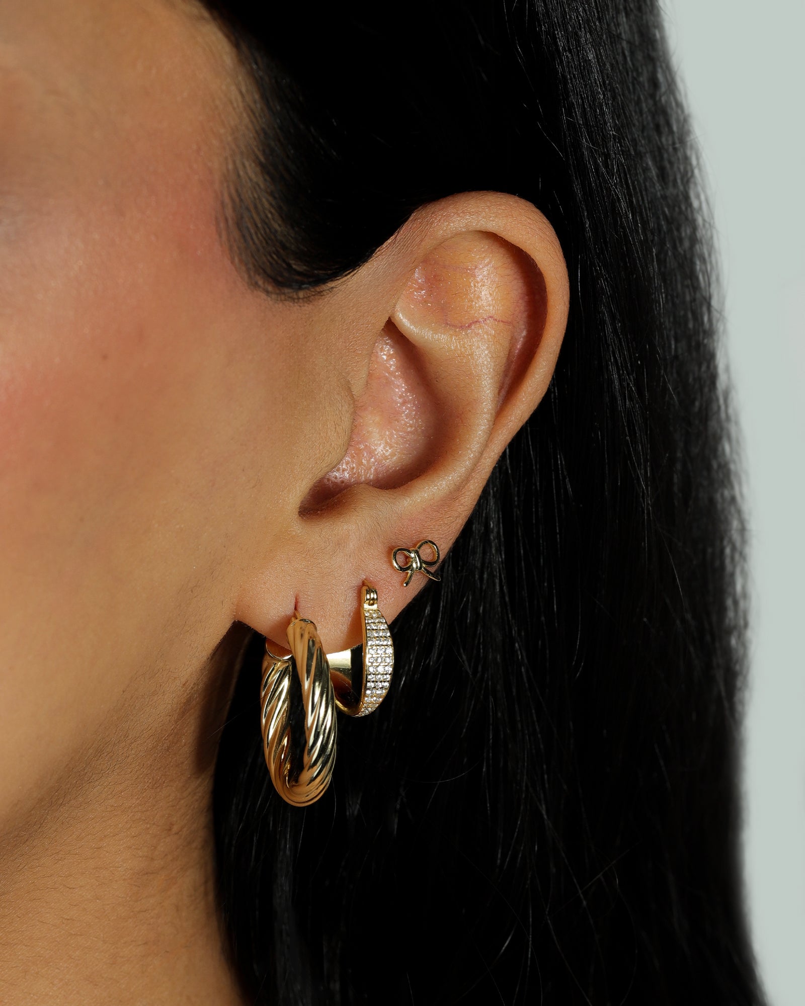 Quiet Icon-Pavé Teardrop Huggies-Earrings-14k Gold Vermeil, Cubic Zirconia-Blue Ruby Jewellery-Vancouver Canada