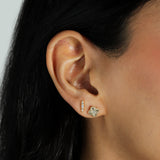 Quiet Icon-Clover Single CZ Studs-Earrings-14k Gold Vermeil-Blue Ruby Jewellery-Vancouver Canada