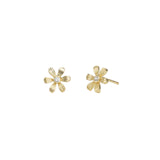 Quiet Icon-Flower Single CZ Studs-Earrings-14k Gold Vermeil, Cubic Zirconia-Blue Ruby Jewellery-Vancouver Canada