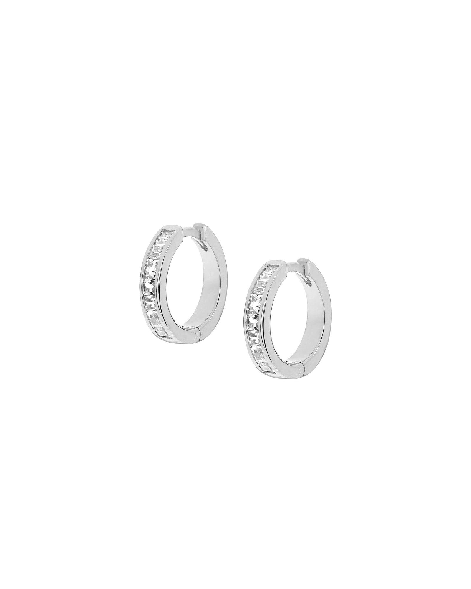 Channel CZ Huggies Rhodium Plated Sterling Silver, Cubic Zirconia