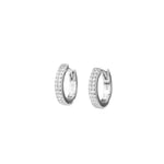 Two Row CZ Huggies | 14.5mm Sterling Silver, Cubic Zirconia