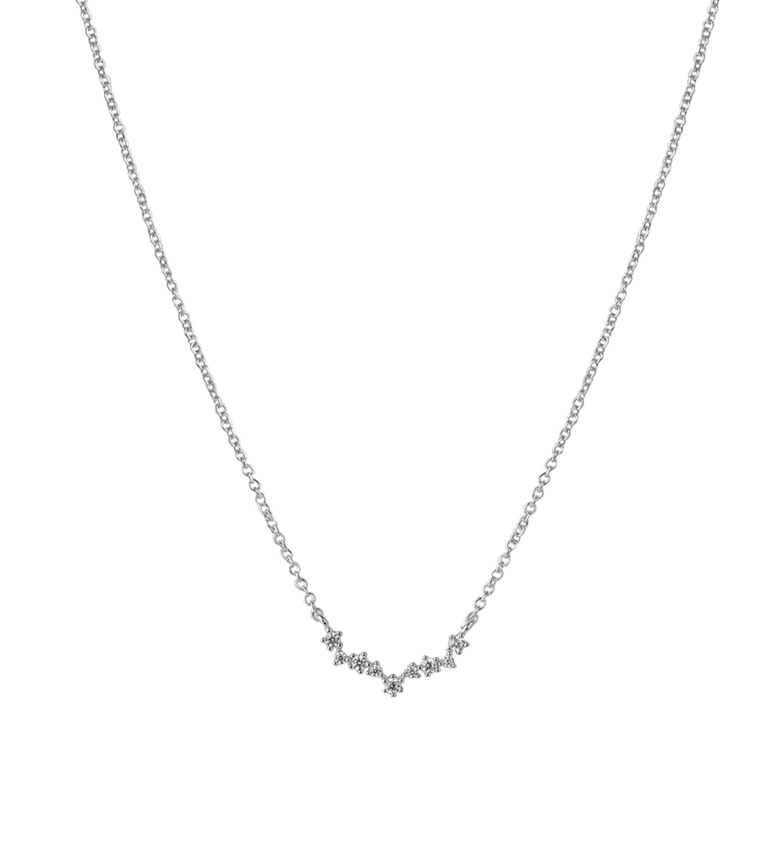 Quiet Icon-Curved CZ Stars Necklace-Necklaces-Sterling Silver, Cubic Zirconia-Blue Ruby Jewellery-Vancouver Canada