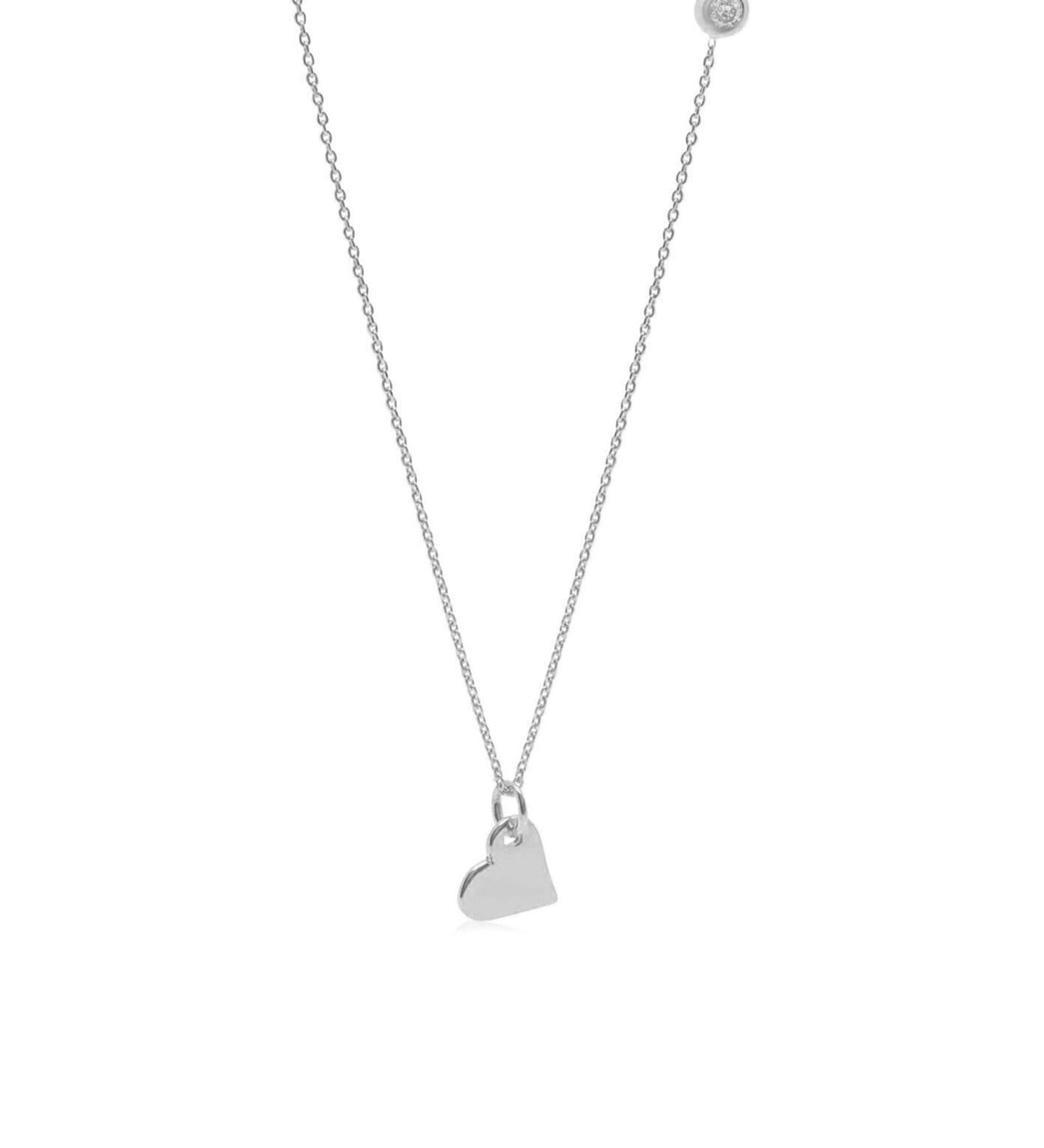 Drop Heart Necklace Sterling Silver, Cubic Zirconia