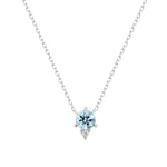 Quiet Icon-Round Aquamarine CZ Necklace-Necklaces-Sterling Silver, Cubic Zirconia-Blue Ruby Jewellery-Vancouver Canada