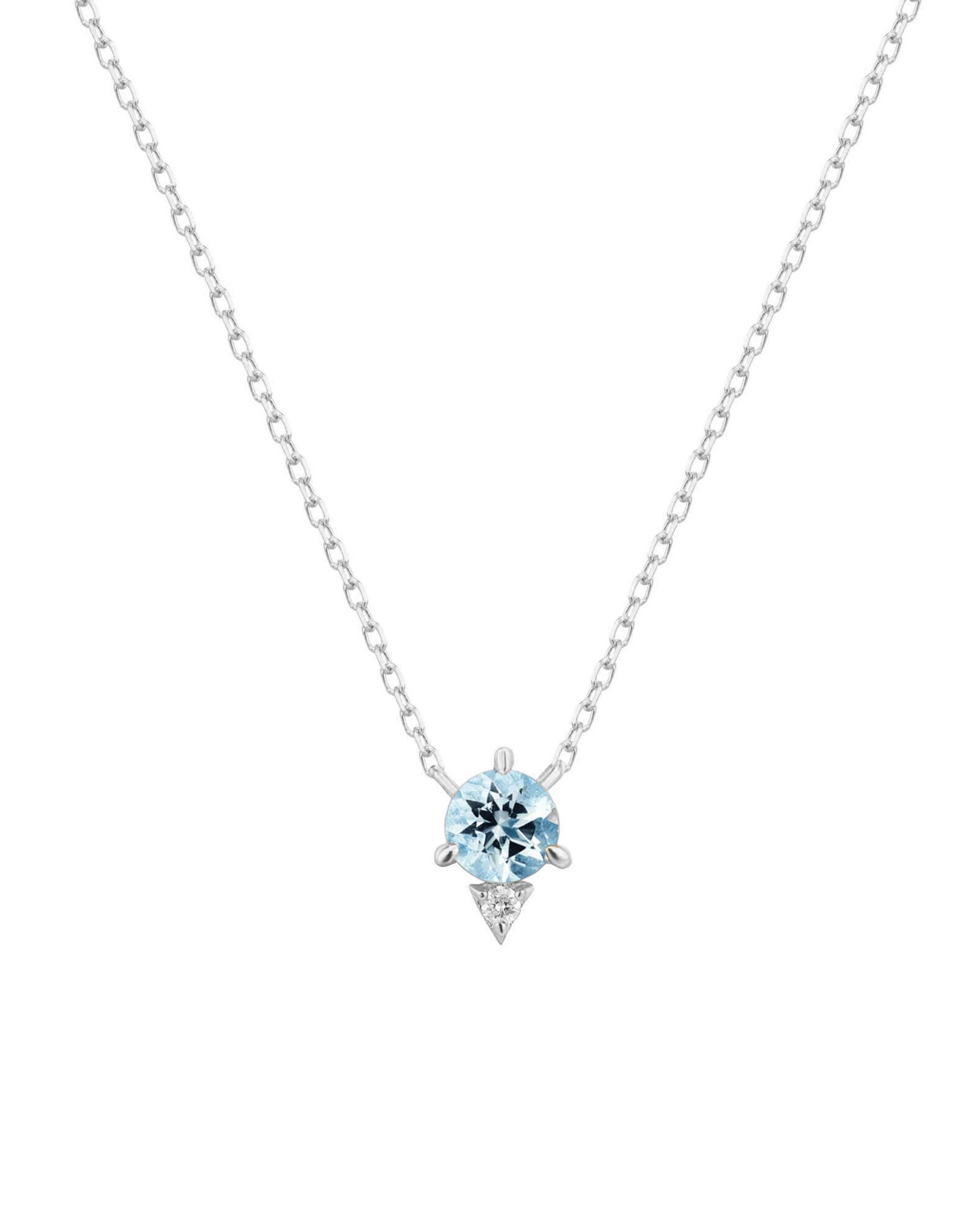 Quiet Icon-Round Aquamarine CZ Necklace-Necklaces-Sterling Silver, Cubic Zirconia-Blue Ruby Jewellery-Vancouver Canada