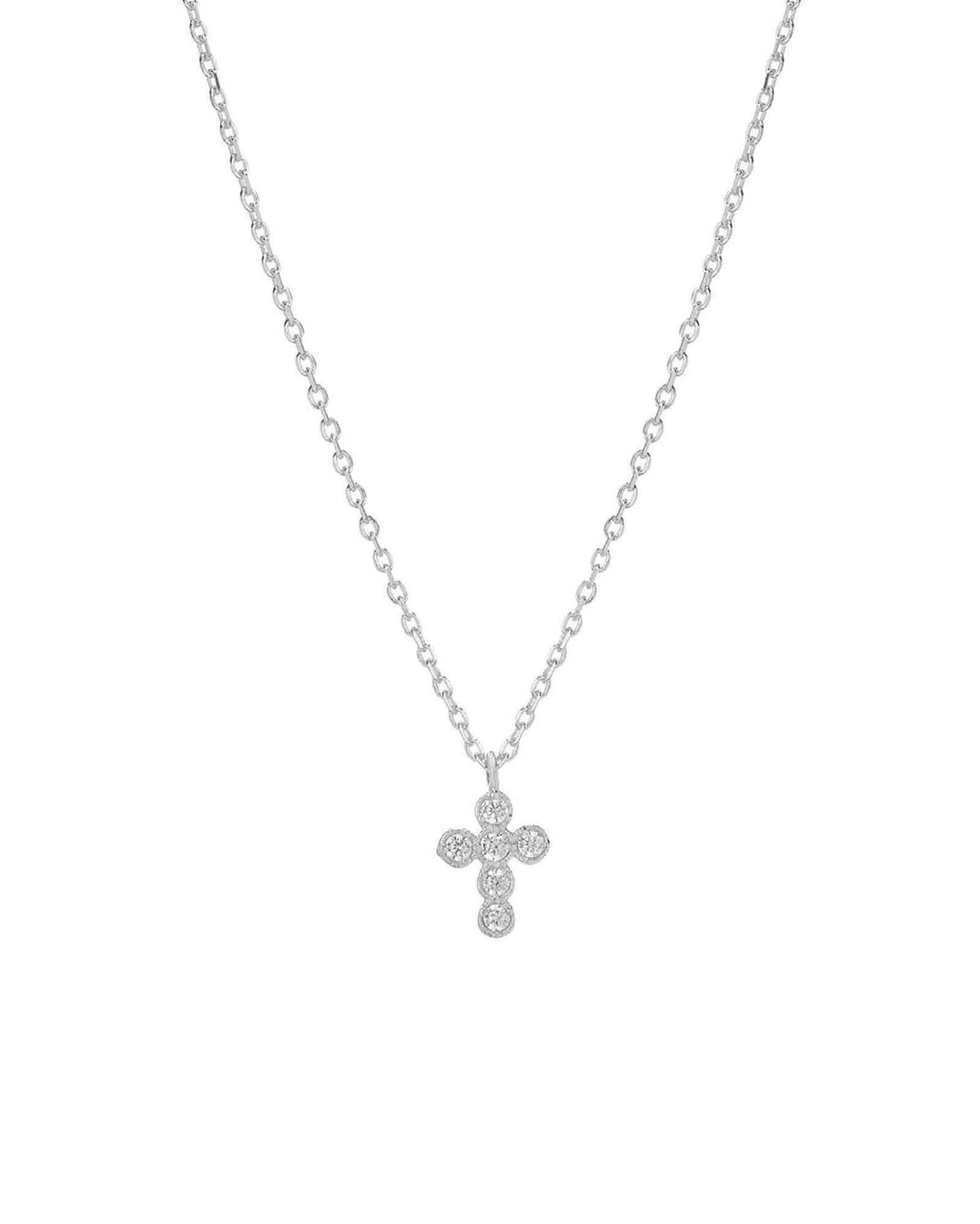 Cross Bezel CZ Necklace Sterling Silver, Cubic Zirconia