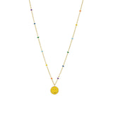 Smiley Face Enamel Chain Necklace 14k Gold Vermeil