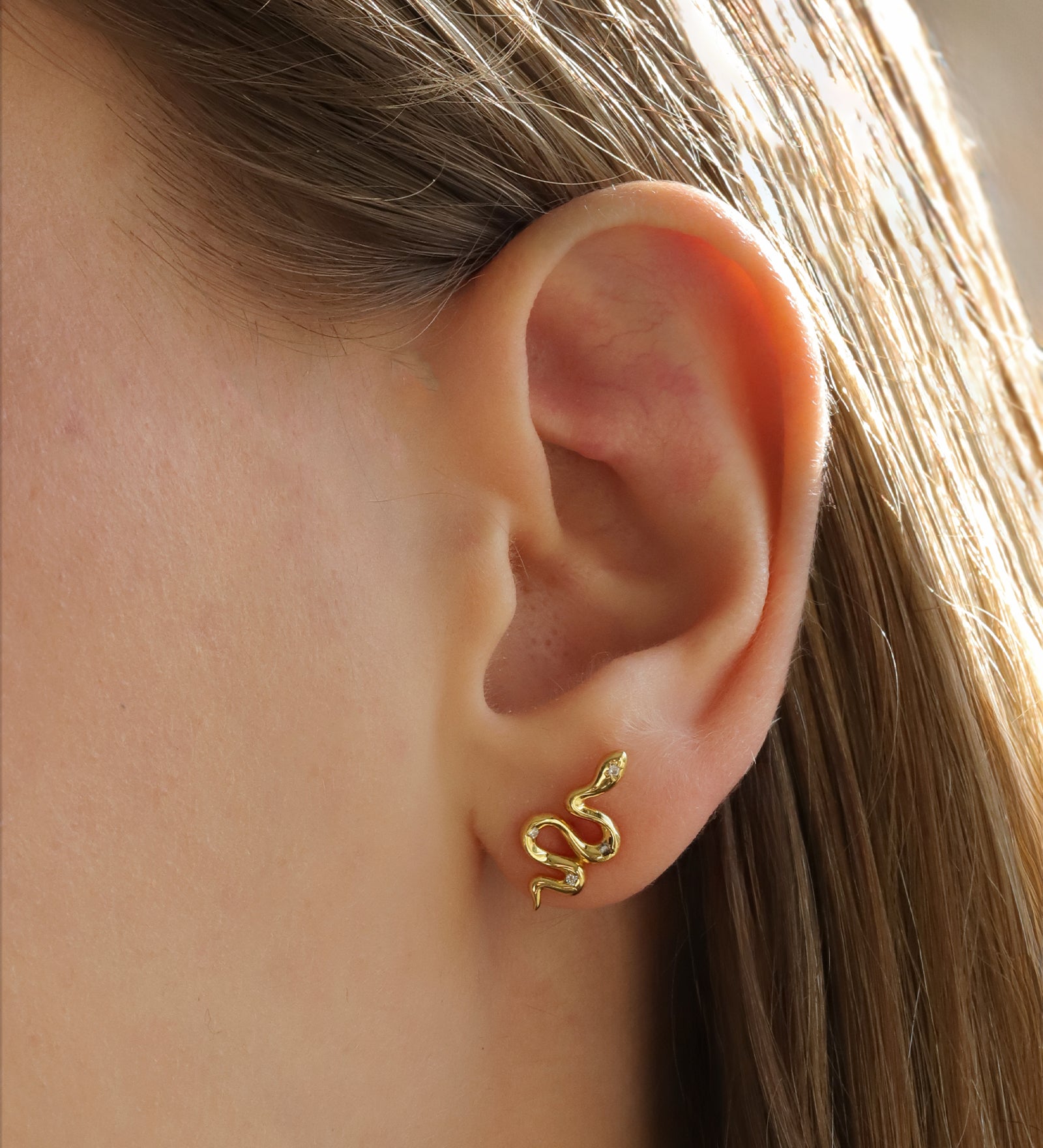 Quiet Icon-Snake CZ Studs-Earrings-Blue Ruby Jewellery-Vancouver Canada