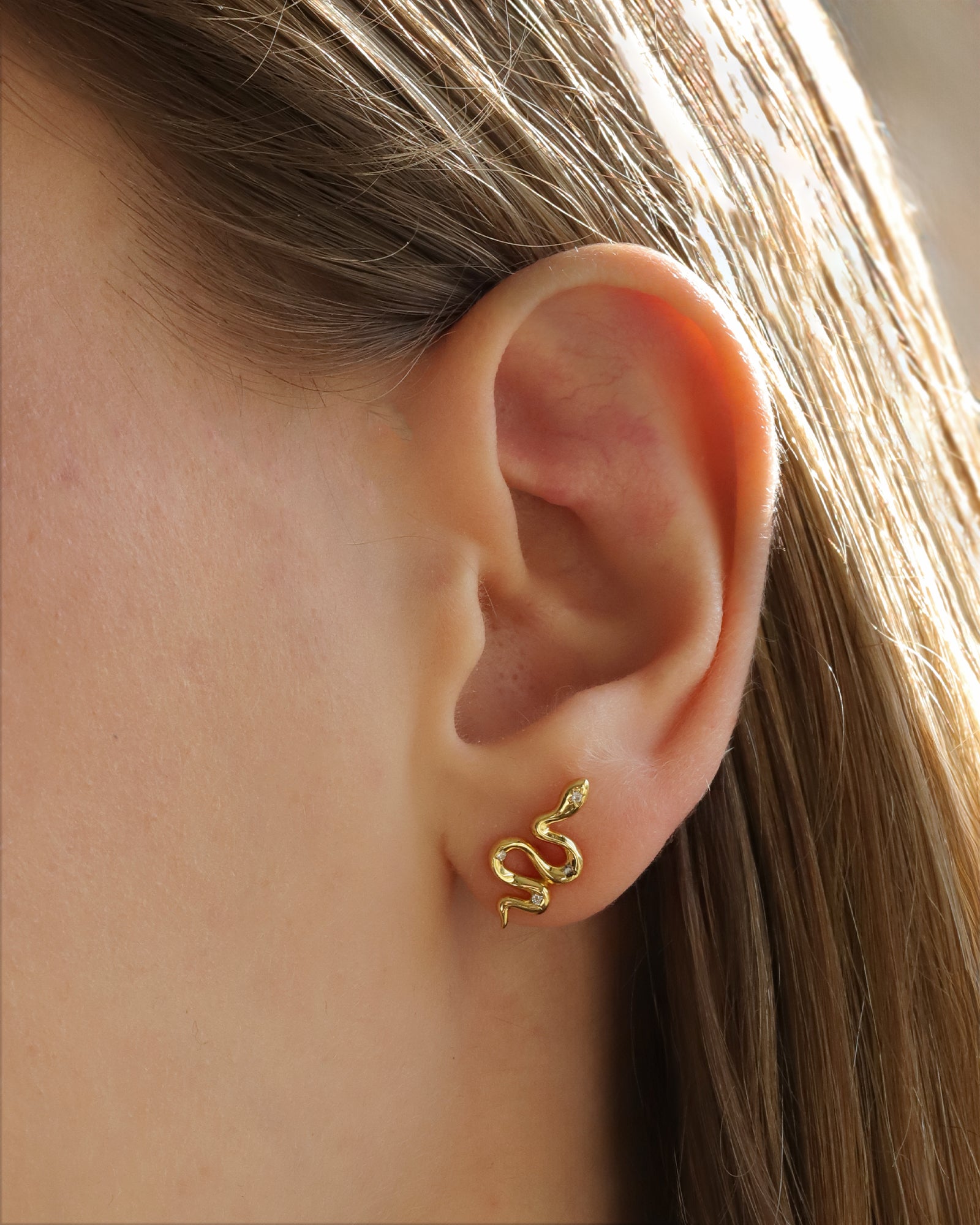 Quiet Icon-Snake CZ Studs-Earrings-Blue Ruby Jewellery-Vancouver Canada