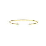 Four CZ Thin Cuff 14k Gold Plated, Cubic Zirconia