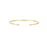 Four CZ Thin Cuff 14k Gold Plated, Cubic Zirconia