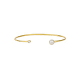 Single Pearl + CZ Cuff 14k Gold Vermeil, Cubic Zirconia, White Pearl