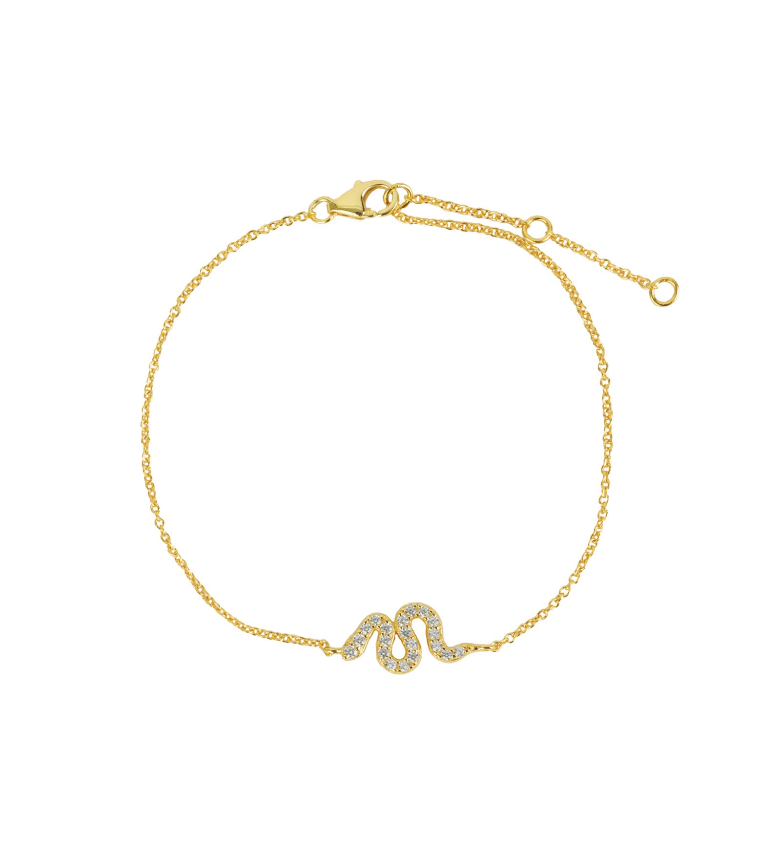 Snake Pavé CZ Bracelet 14k Gold Plated, Cubic Zirconia