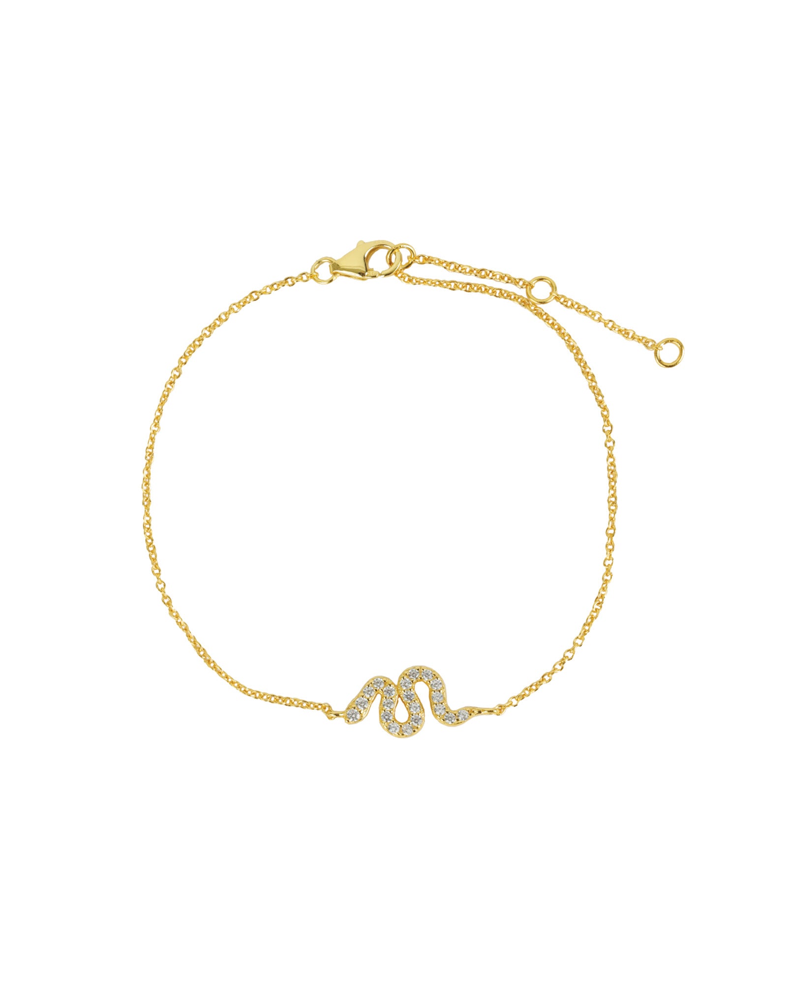 Snake Pavé CZ Bracelet 14k Gold Plated, Cubic Zirconia