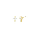 Cross CZ Studs 14k Gold Vermeil, Cubic Zirconia